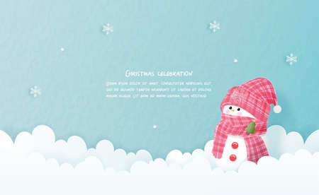Christmas celebrations with cute snowman for Christmas cardのイラスト素材
