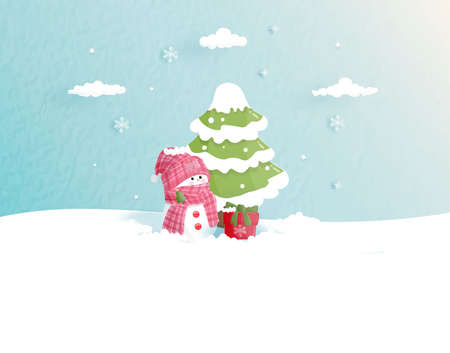Christmas celebrations with cute snowman for Christmas cardのイラスト素材