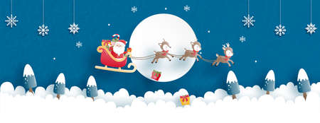 Christmas celebrations with cute Santa and reindeer for Christmas cardのイラスト素材