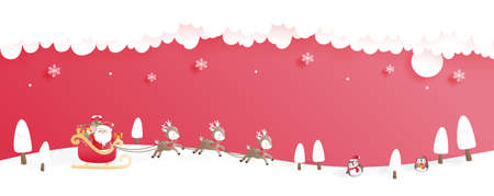 Christmas celebrations with cute Santa and reindeer for Christmas cardのイラスト素材