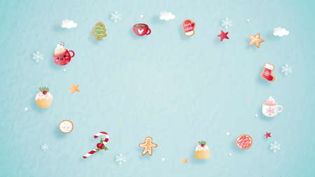 Christmas celebrations with cute Christmas cookies for Christmas cardのイラスト素材