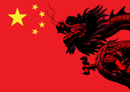 Chinese dragon on the flag of China の写真素材