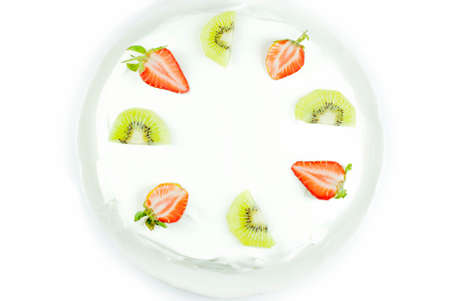 Make fruit cake with Strawberry and Kiwiの写真素材