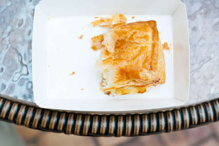 tuna puff half placed on the table の写真素材