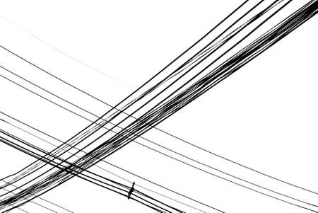 electric wire black and  white の写真素材