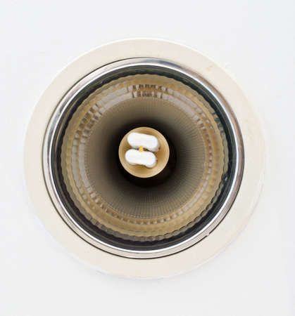 Closeup of pot light in ceiling tileの写真素材