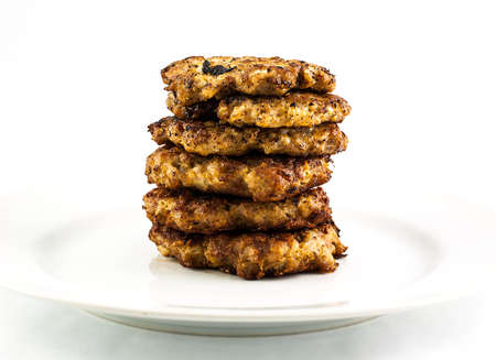 delicious burger isolated on a white backgroundの写真素材