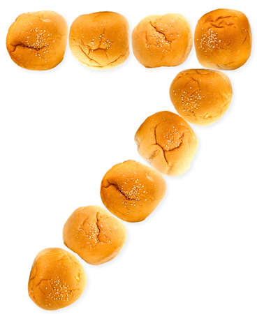 numbers of Breads isolated on White Backgroundの写真素材