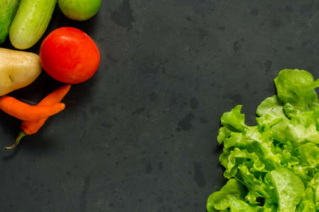 abstract design vegetables on baking tray の写真素材