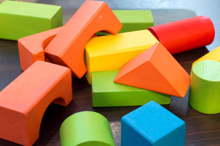 Colorful wooden toy building blocks