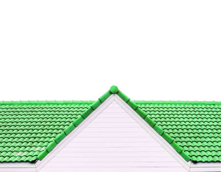 green rooftop against white,green roof on white backgroundの写真素材