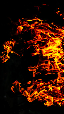 Fire flames on black background., Burning fire flames, Flames of fire from burning in the night