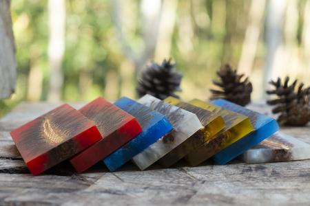 casting epoxy resin Stabilizing pine cone color full abstract art blur background, Beautiful texture...