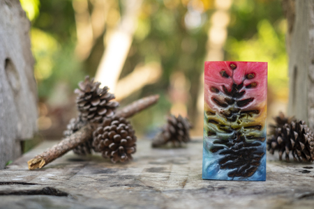 Casting epoxy resin Stabilizing pine cone abstract art blurred backgroundの写真素材