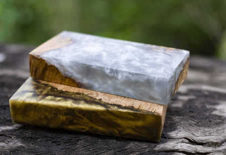 Casting epoxy resin stabilizing Leza Salao wood abstract art backgroundの写真素材