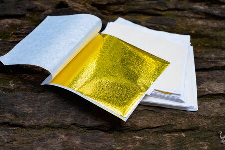 Gold leaf and empty spaceの写真素材