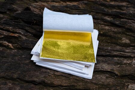 Gold leaf and empty spaceの写真素材