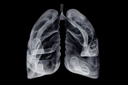Toxic smoke formation shaped as the human lung, The concept of cigarette smoker lungs, AI Generateの素材