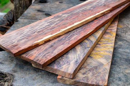 The texture of rosewood planks stacked togetherの写真素材