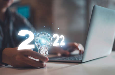 creative idea.Concept of idea and innovation.New Concept 2022 and technology vision.の写真素材