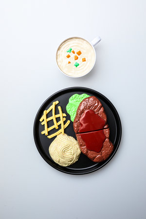creative food made from dough for kids on white background, top viewの写真素材