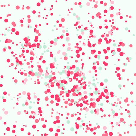 confetti background. Dots of random size and position spread on colored background. Random polka dot backdrop. Pastel colors.のイラスト素材