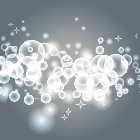 transparent bokeh effect. Transparent sparkles on silver gradient backgroundの写真素材