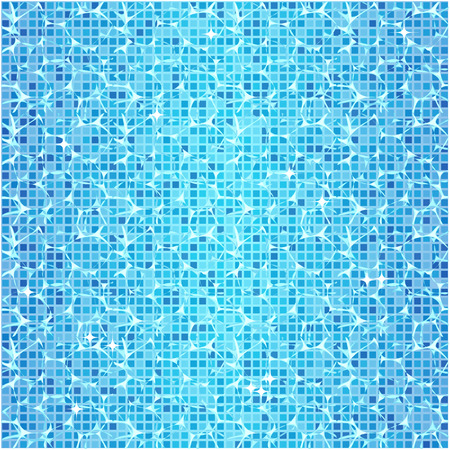 Textured abstract background with clear blue water in the pool. Mosaic floor. Vector imageのイラスト素材