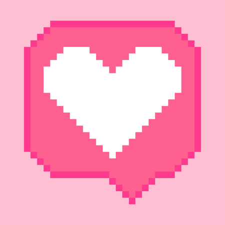 Pink bubble with white heart like sign. Social networks notification icon.のイラスト素材