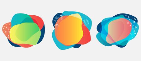Set of organic liquid flowing shapes. Colorful vector backgrounds with gradients, dynamic froms and geometric detailsのイラスト素材