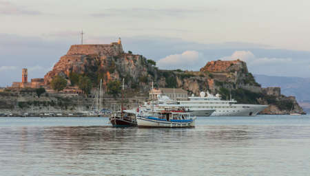 Old greece castle and the boatsのeditorial素材