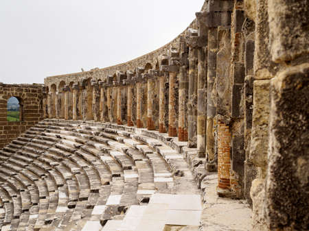 view on the ancient Greek stone amphitheaterの写真素材
