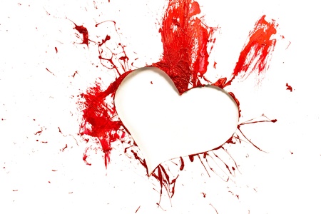Red color cut out love heartの写真素材