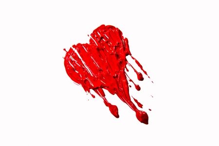 Red leaking color painted love heartの写真素材