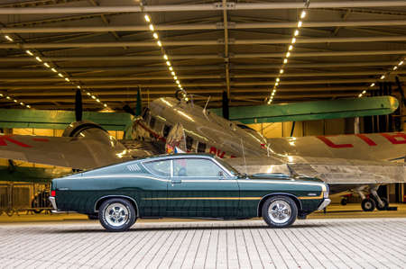 Ford Torino GT Fastback 302, USA 1968 Five-door five-seater coupe, front engine and rear-wheel drive. Petrol, liquid-cooled V8 forkのeditorial素材