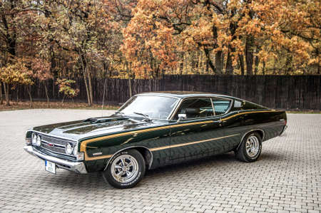 Ford Torino GT Fastback 302, USA 1968 Five-door five-seater coupe, front engine and rear-wheel drive. Petrol, liquid-cooled V8 forkのeditorial素材