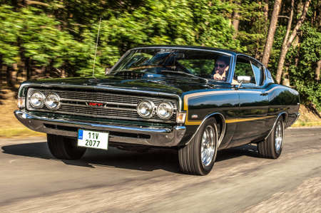 Ford Torino GT Fastback 302, USA 1968 Five-door five-seater coupe, front engine and rear-wheel drive. Petrol, liquid-cooled V8 forkのeditorial素材