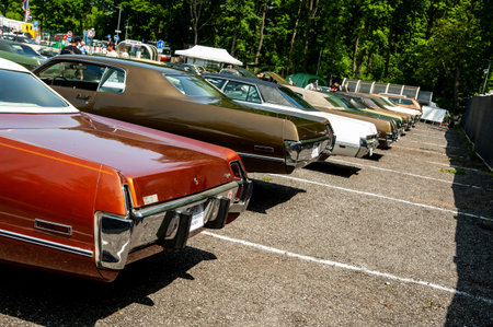 Old american car at the annual vintage car show.のeditorial素材