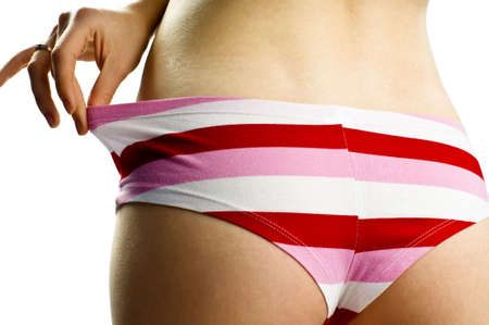 beauty buttocks in panties on a white backgroundの写真素材