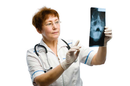 adult smiling doctor on the white background