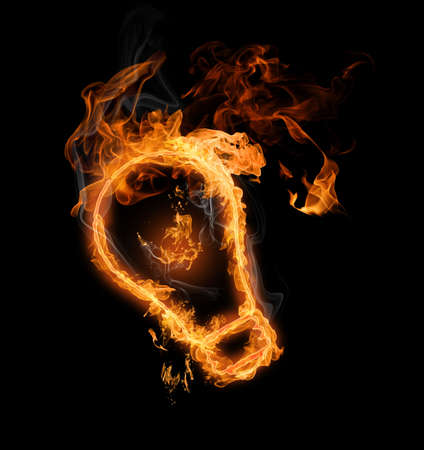 bright flamy symbol on the black background