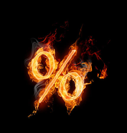 bright flamy symbol on the black backgroundの写真素材
