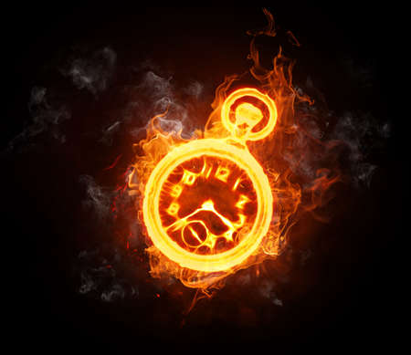 bright flamy symbol on the black backgroundの写真素材