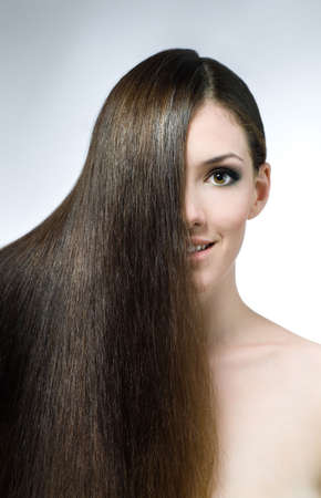 beauty girl on the grey backgroundの写真素材