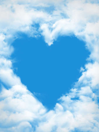 white clouds in the form of heartの写真素材