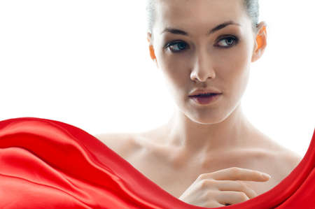 a beauty girl on the white backgroundの写真素材