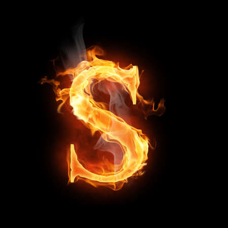 bright flamy symbol on the black backgroundの写真素材