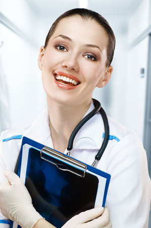 young successful doctor in the hospital roomの写真素材