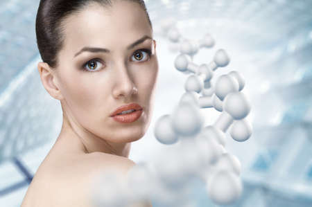 beauty girl on the blur backgroundの写真素材