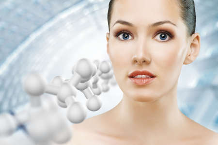 a beauty girl on the blur backgroundの写真素材